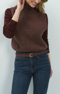 YAYA - Sleeveless High Neckline Sweater in Bitter Chocolate Red