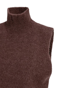 YAYA - Sleeveless High Neckline Sweater in Bitter Chocolate Red