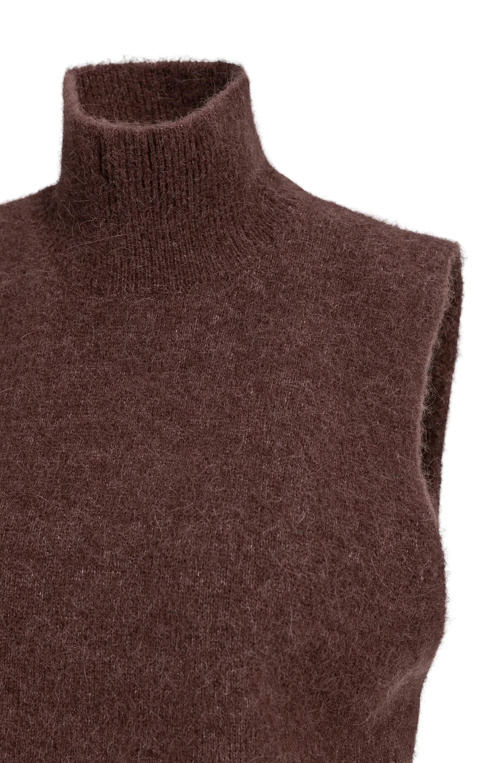 YAYA - Sleeveless High Neckline Sweater in Bitter Chocolate Red