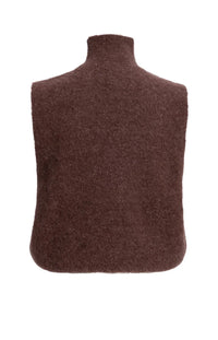 YAYA - Sleeveless High Neckline Sweater in Bitter Chocolate Red