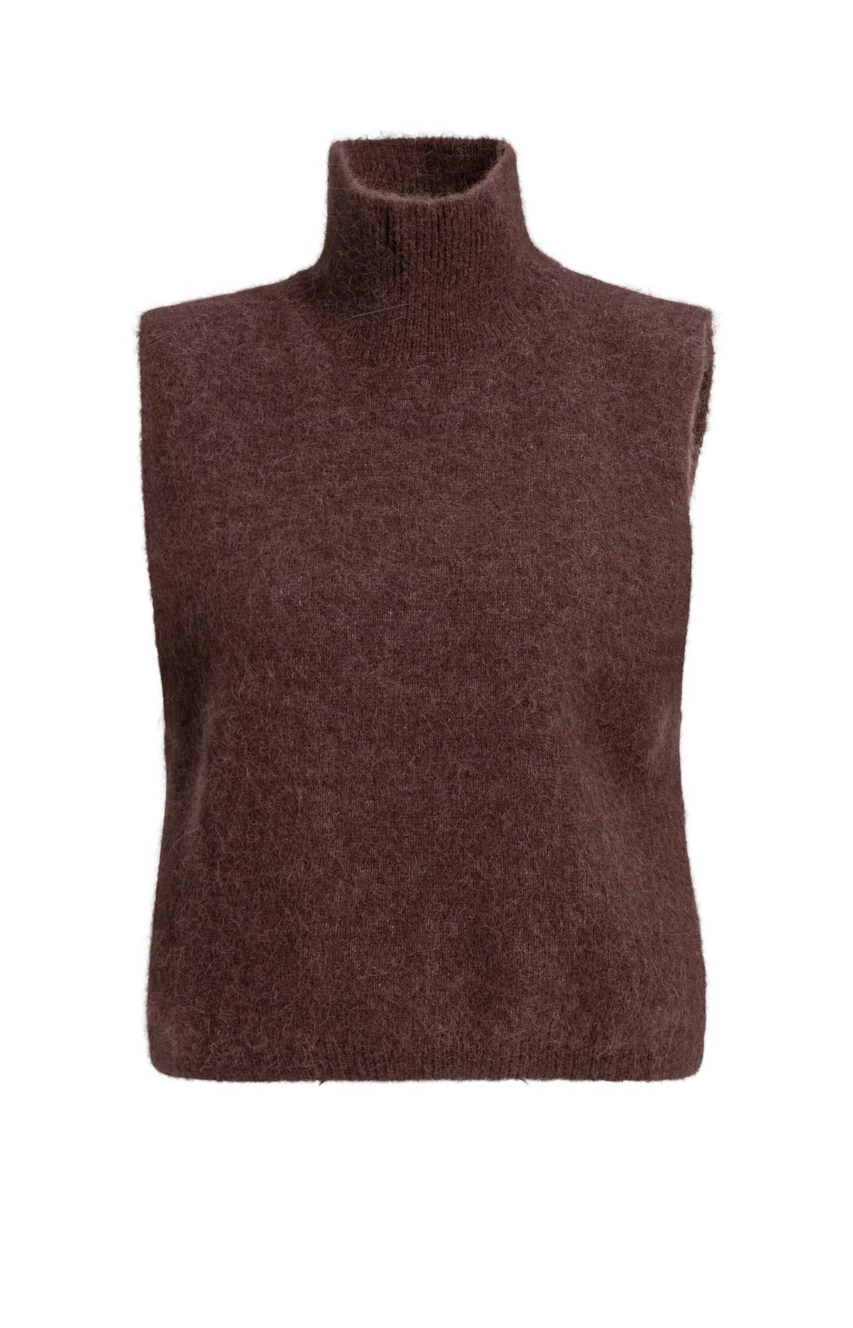 YAYA - Sleeveless High Neckline Sweater in Bitter Chocolate Red