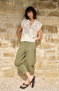 YAYA - Sleeveless Mesh Knit Cardigan in Creme Beige