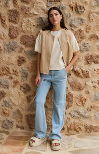 YAYA - Sleeveless Summer Jacket in Desert Beige