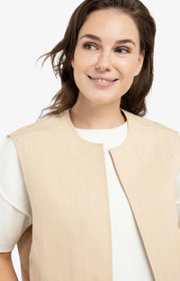 YAYA - Sleeveless Summer Jacket in Desert Beige