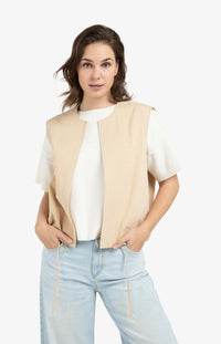 YAYA - Sleeveless Summer Jacket in Desert Beige