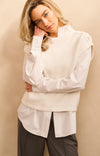 YAYA - Cable Details Sweater Top in Wool White