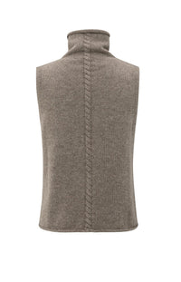 YAYA - Sleeveless Sweater with High Neck and Cable Detail