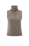YAYA - Sleeveless Sweater with High Neck and Cable Detail