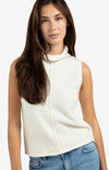 YAYA - Sleeveless Sweater with High Neck and Cable Detail
