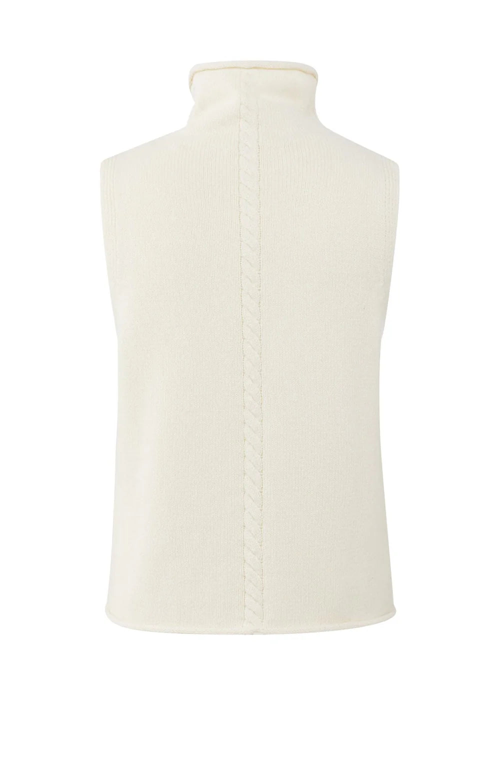 YAYA - Sleeveless Sweater with High Neck and Cable Detail
