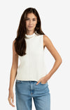 YAYA - Sleeveless Sweater with High Neck and Cable Detail