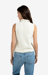 YAYA - Sleeveless Sweater with High Neck and Cable Detail