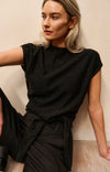YAYA - Sleeveless Sweater with Knot Detail and Subtle Sequins in Black