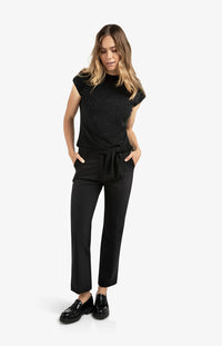 YAYA - Sleeveless Sweater with Knot Detail and Subtle Sequins in Black