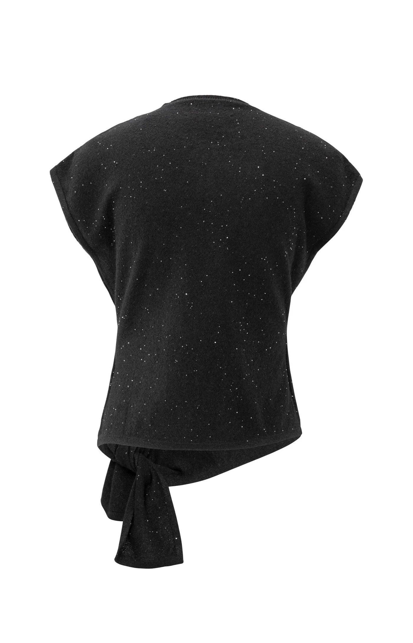 YAYA - Sleeveless Sweater with Knot Detail and Subtle Sequins in Black