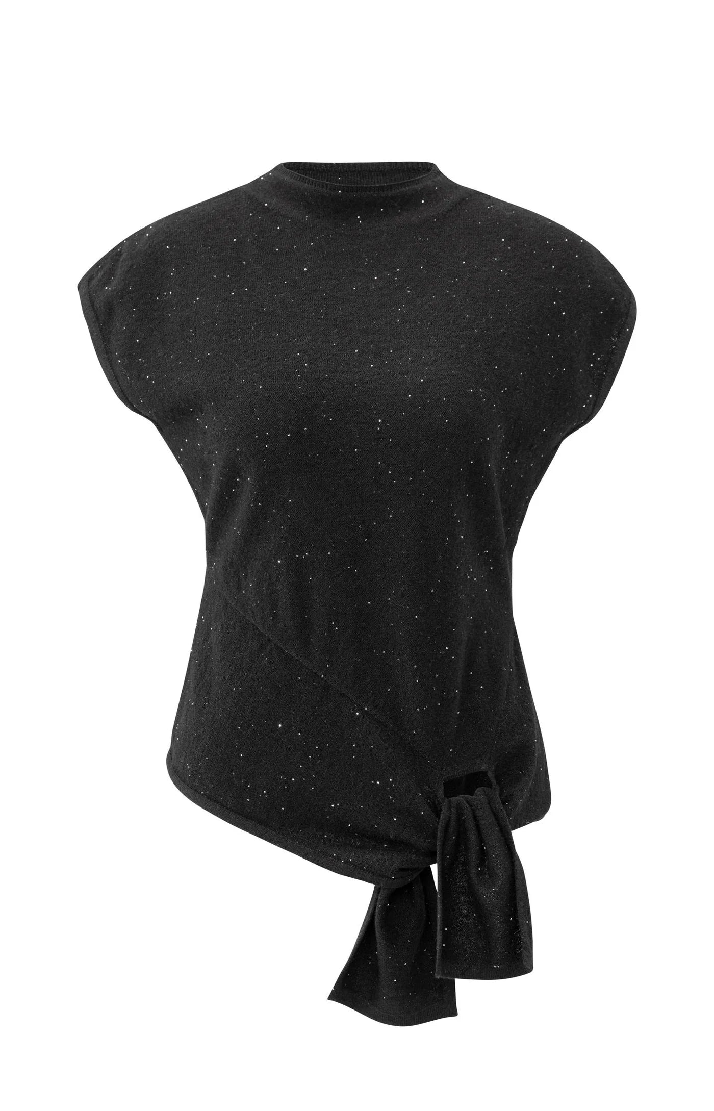 YAYA - Sleeveless Sweater with Knot Detail and Subtle Sequins in Black