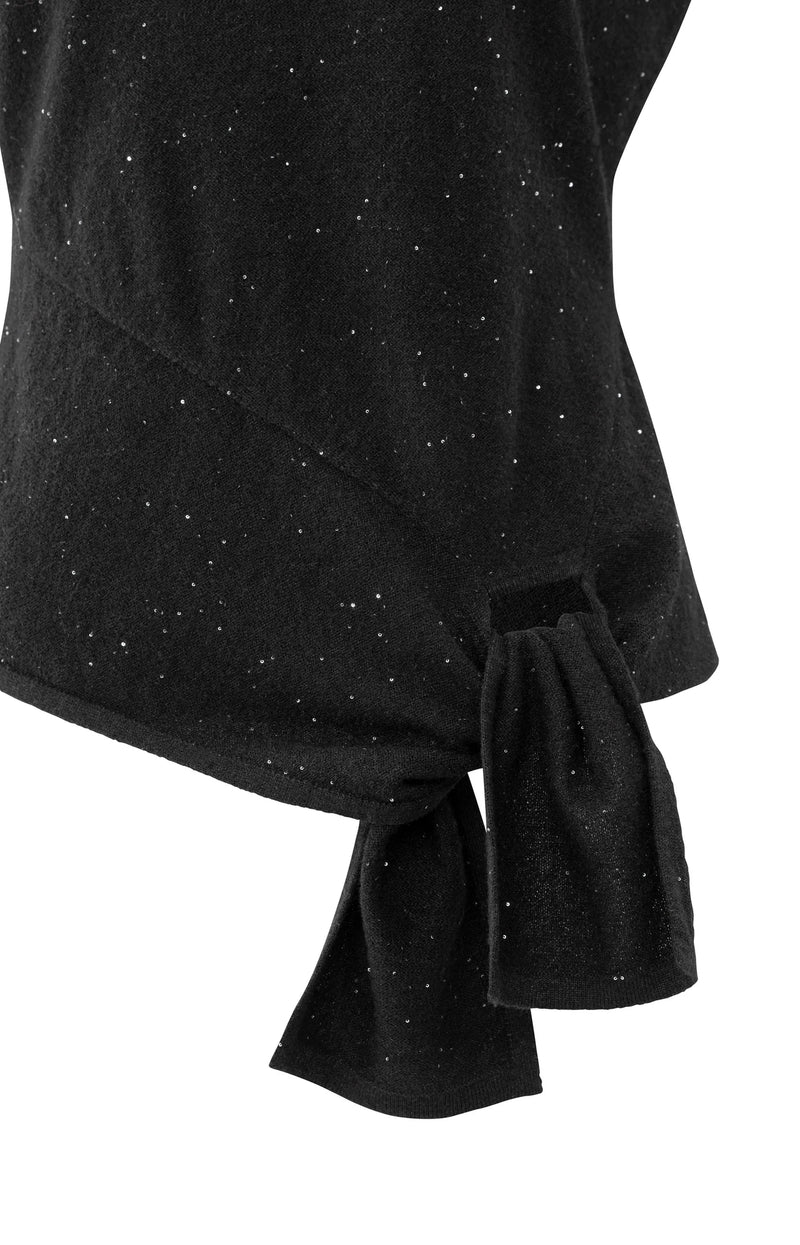 YAYA - Sleeveless Sweater with Knot Detail and Subtle Sequins in Black
