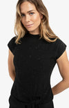 YAYA - Sleeveless Sweater with Knot Detail and Subtle Sequins in Black