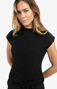 YAYA - Sleeveless Sweater with Knot Detail and Subtle Sequins in Black
