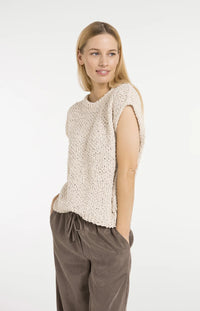 YAYA - Textured Sleeveless Sweater in Cloud Creme White