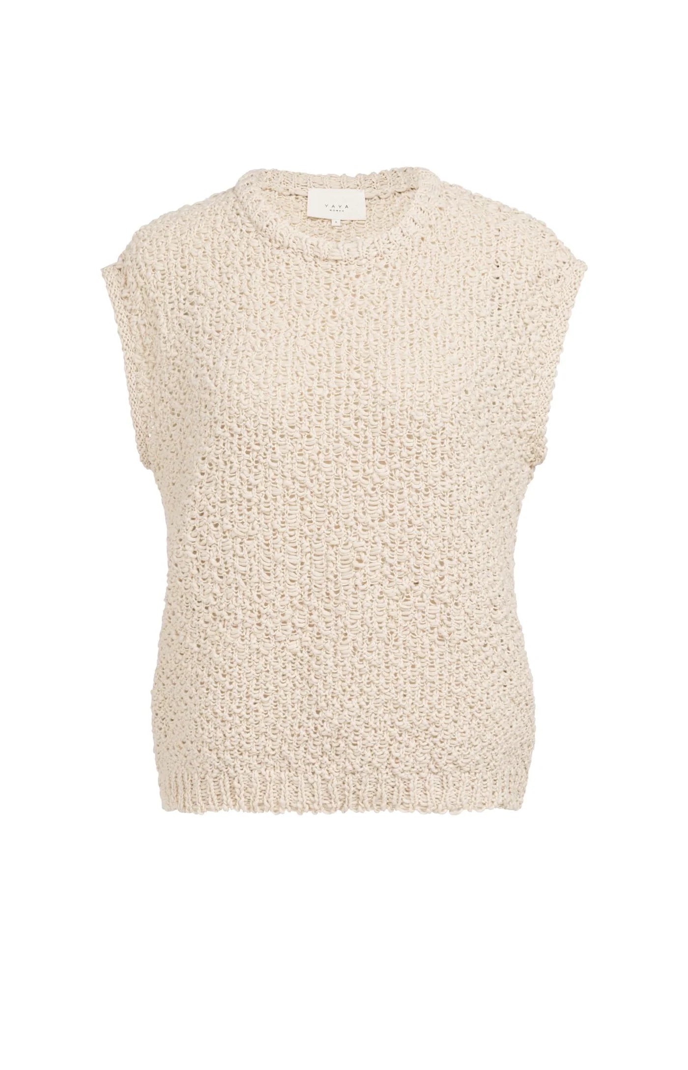 YAYA - Textured Sleeveless Sweater in Cloud Creme White