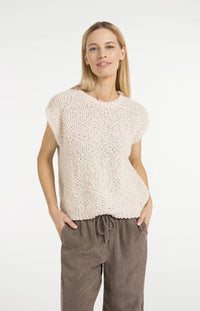 YAYA - Textured Sleeveless Sweater in Cloud Creme White