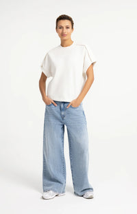 YAYA - Sleeveless sweatshirt with pleated shoulder - Off White