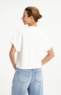 YAYA - Sleeveless sweatshirt with pleated shoulder - Off White