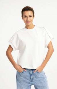 YAYA - Sleeveless sweatshirt with pleated shoulder - Off White