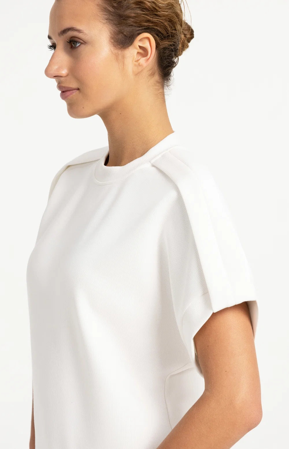 YAYA - Sleeveless sweatshirt with pleated shoulder - Off White