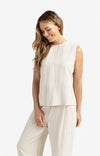 YAYA - Sleeveless top with button closure on back in Washed Brown