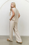 YAYA - Sleeveless top with button closure on back in Washed Brown
