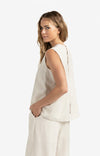 YAYA - Sleeveless top with button closure on back in Washed Brown
