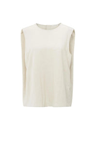 YAYA - Sleeveless top with button closure on back in Washed Brown
