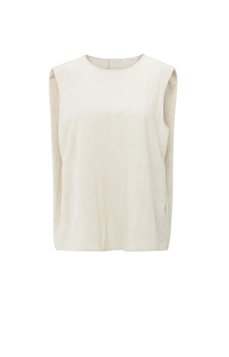 YAYA - Sleeveless top with button closure on back in Washed Brown