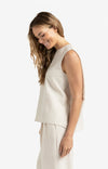 YAYA - Sleeveless top with button closure on back in Washed Brown