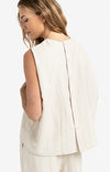 YAYA - Sleeveless top with button closure on back in Washed Brown
