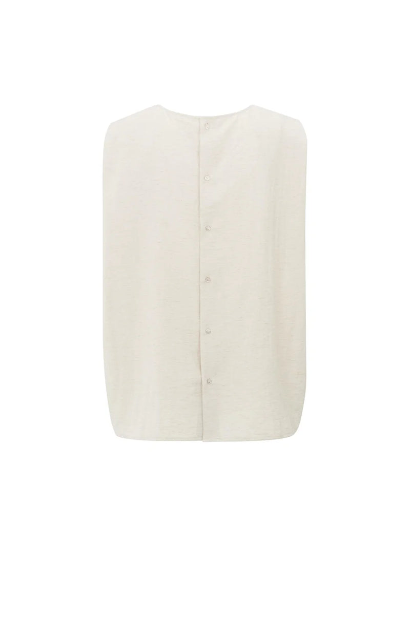 YAYA - Sleeveless top with button closure on back in Washed Brown