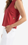 YAYA - Sleeveless top with Cut-Out details in Scarlet Sage Red