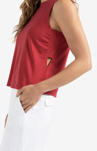 YAYA - Sleeveless top with Cut-Out details in Scarlet Sage Red
