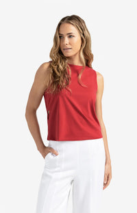 YAYA - Sleeveless top with Cut-Out details in Scarlet Sage Red