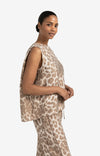 YAYA - Sleeveless Top with back buttons in Milk Brown Desin