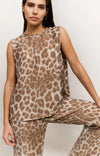 YAYA - Sleeveless Top with back buttons in Milk Brown Desin