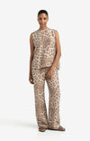 YAYA - Sleeveless Top with back buttons in Milk Brown Desin