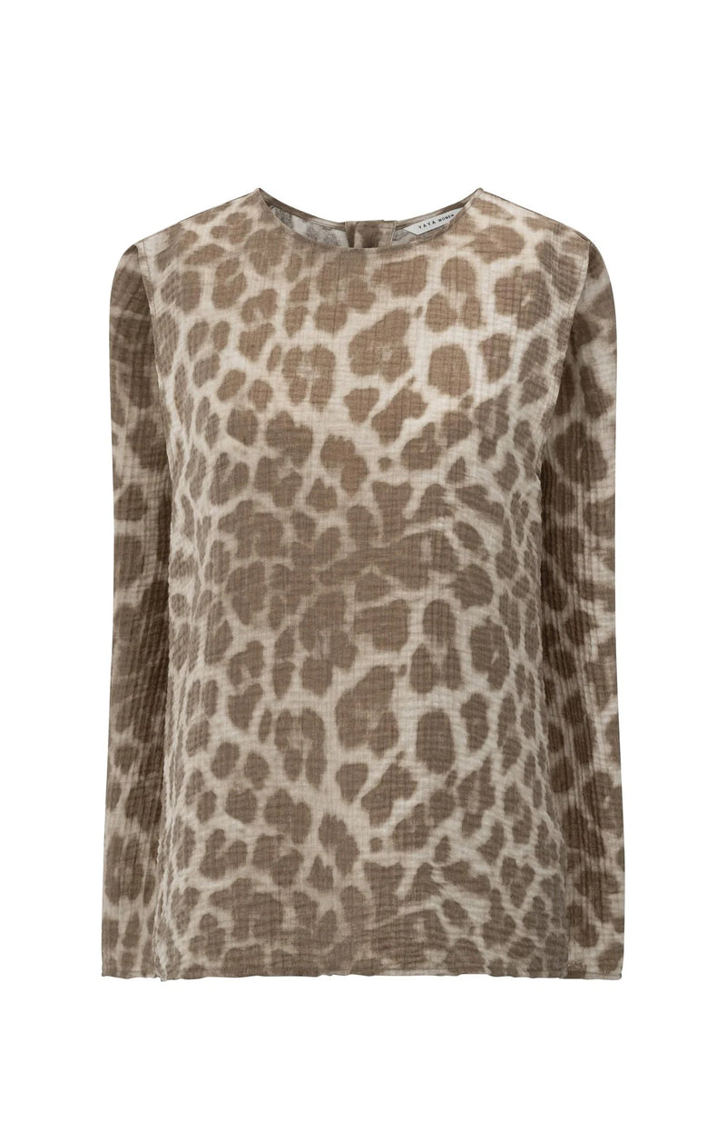 YAYA - Sleeveless Top with back buttons in Milk Brown Desin