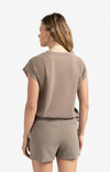YAYA - Sleeveless Top with Lines in Greyish Brown