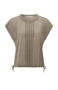 YAYA - Sleeveless Top with Lines in Greyish Brown