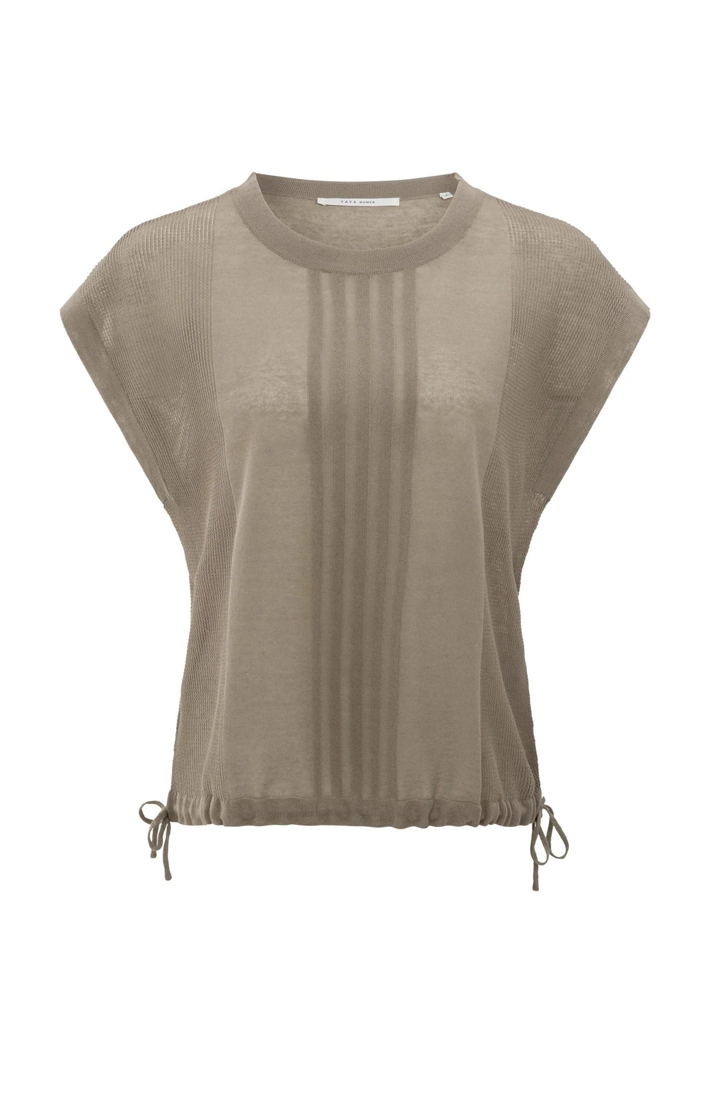 YAYA - Sleeveless Top with Lines in Greyish Brown