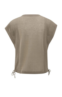 YAYA - Sleeveless Top with Lines in Greyish Brown