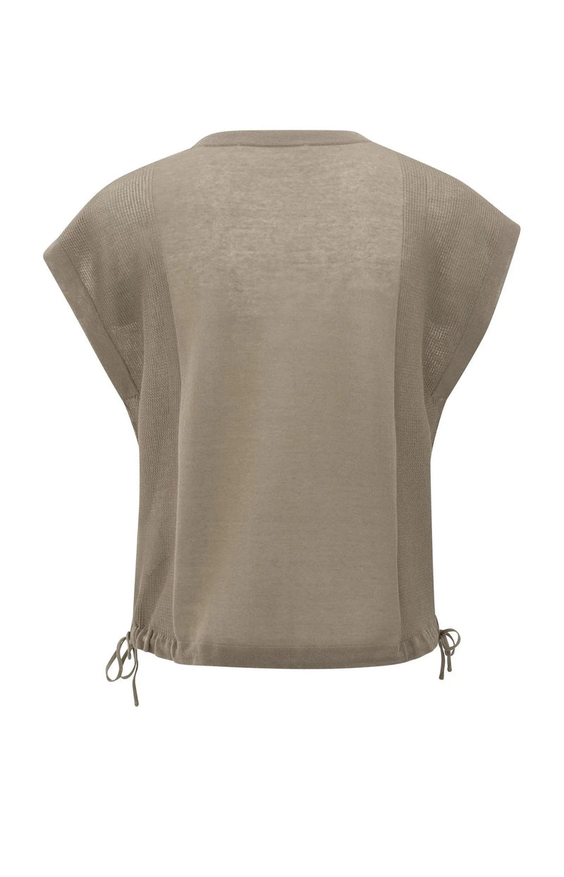 YAYA - Sleeveless Top with Lines in Greyish Brown